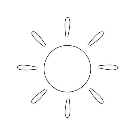 hand drawn sun illustration. isolated on white backgroundのイラスト素材