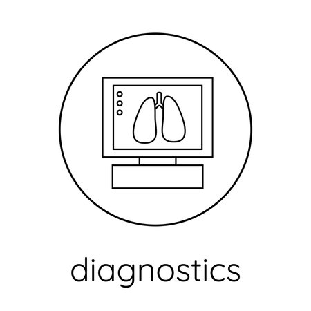 Lung disease diagnostics linear icon. Pulmonologyのイラスト素材