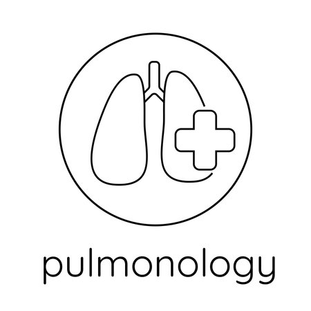 Linear icon pulmonology, lungs and medical crossのイラスト素材