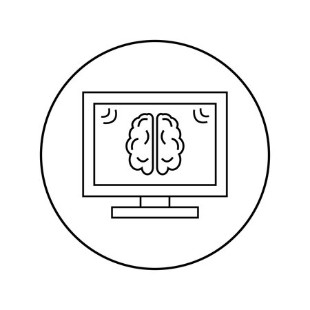 Brain diagnostics linear icon. medicine, neurologyのイラスト素材