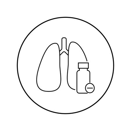 Lungs linear icon. Medicine, pulmonologyのイラスト素材