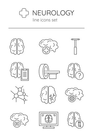 Set of linear icons neurology, medicine.のイラスト素材