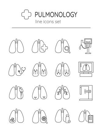 set of linear icons pulmonologyのイラスト素材