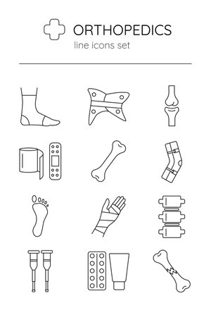 Vector set linear icon orthopedics.のイラスト素材