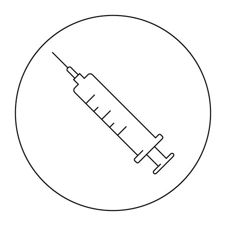 Syringe linear vector icon. isolated on white backgroundのイラスト素材