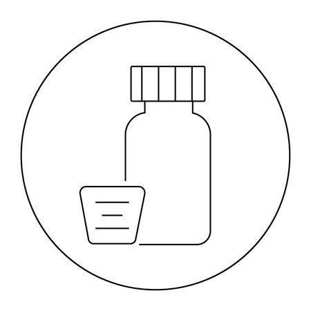 Linear vector icon Medicine syrup.Isolated on white backgroundのイラスト素材