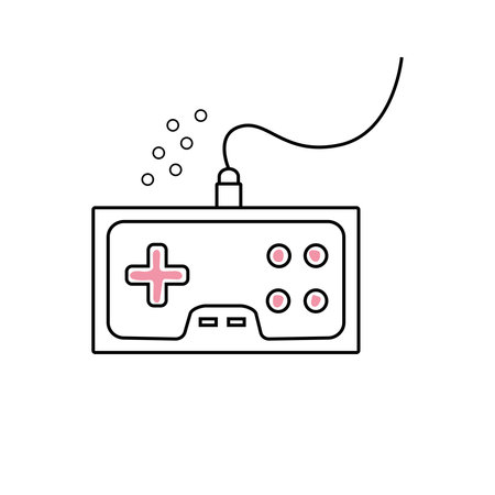 Hand drawn vector illustration of video game console joystick 90s. isolated on white backgroundのイラスト素材