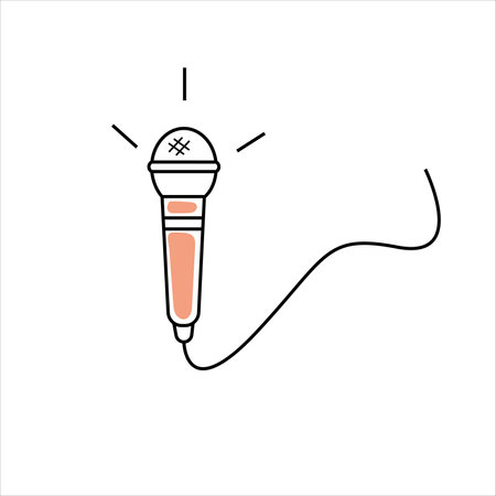 Hand drawn vector illustration of a karaoke microphone. isolated on white backgroundのイラスト素材