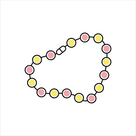 Hand drawn vector illustration bracelet with beads 90s.のイラスト素材