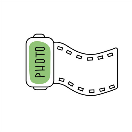 Hand drawn vector illustration of photographic film. isolated on white backgroundのイラスト素材