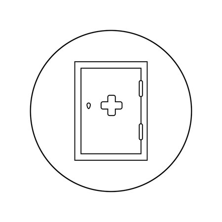 First aid kit linear vector icon.Isolated on white backgroundのイラスト素材