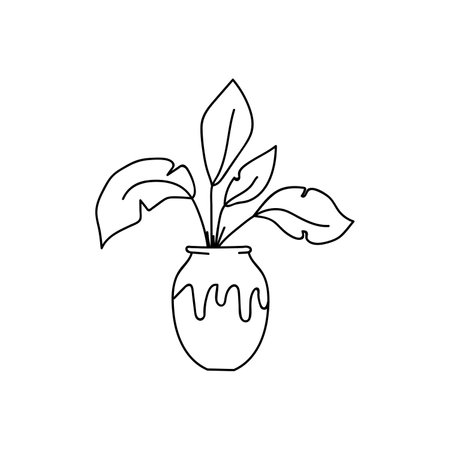 Hand drawn vector illustration of indoor plants. isolated on white backgroundのイラスト素材