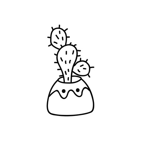 Hand drawn vector cactus illustration. isolated on white backgroundのイラスト素材