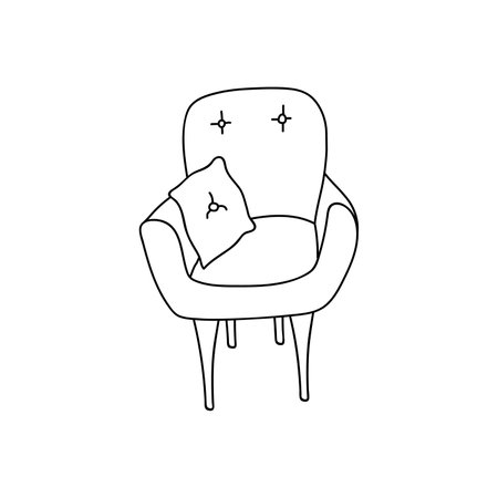 Hand drawn vector illustration of an armchair. isolated on white backgroundのイラスト素材