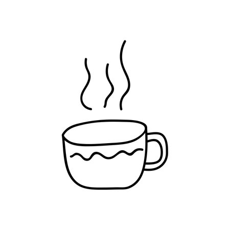 Hand drawn vector mug with hot drink. isolated on white backgroundのイラスト素材