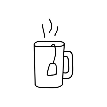 Hand drawn vector mug with hot drink. isolated on white backgroundのイラスト素材