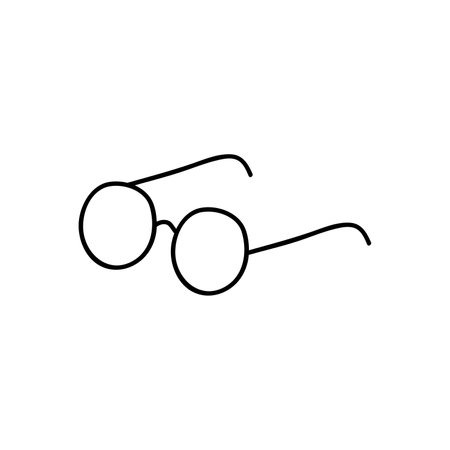 Hand drawn vector illustration of round glasses. isolated on white backgroundのイラスト素材