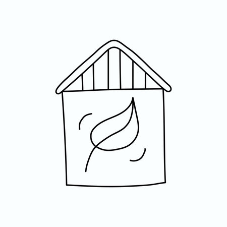 Hand drawn vector illustration of eco house. isolated on white backgroundのイラスト素材