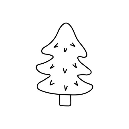 Hand drawn vector pine tree. isolated on white backgroundのイラスト素材