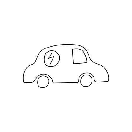 Hand drawn vector eco car. isolated on white backgroundのイラスト素材