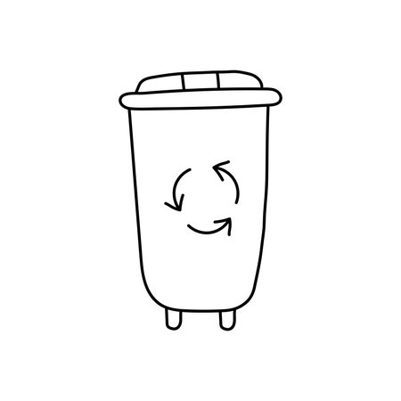 Hand drawn vector trash can, garbage sorting. isolated on white backgroundのイラスト素材