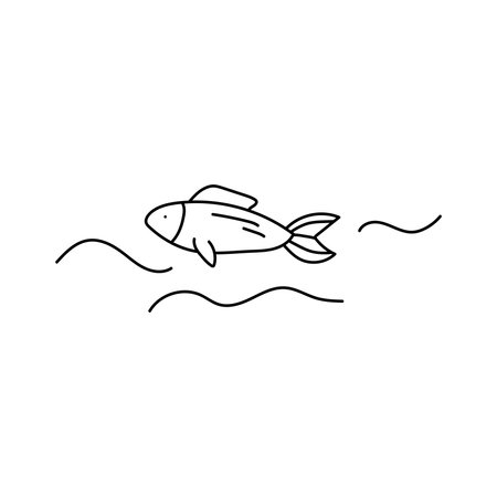 Hand drawn vector illustration fish in water. isolated on white backgroundのイラスト素材