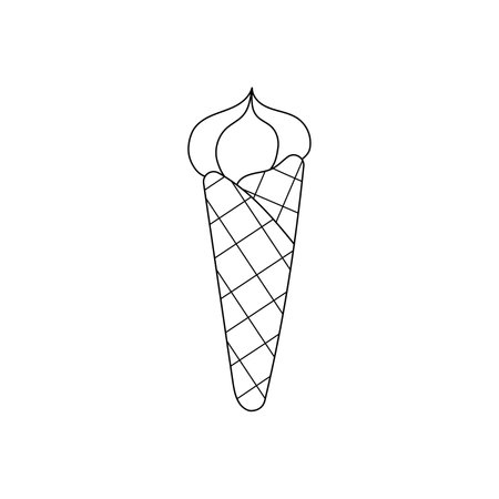 hand drawn vector illustration ice cream in waffle coneのイラスト素材