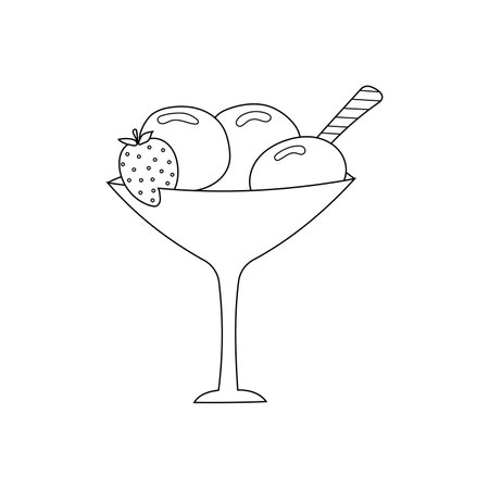 hand drawn vector illustration ice cream dessertのイラスト素材