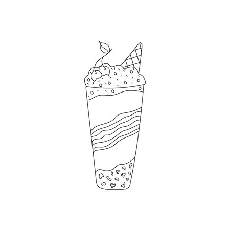 hand drawn vector illustration ice cream dessertのイラスト素材