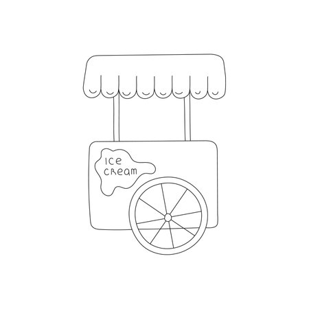 hand drawn vector illustration ice cream truckのイラスト素材