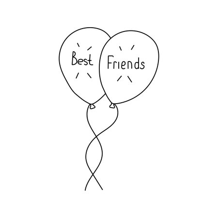 Vector illustration two balloons, friendship in doodle style. isolated on a white backgroundのイラスト素材