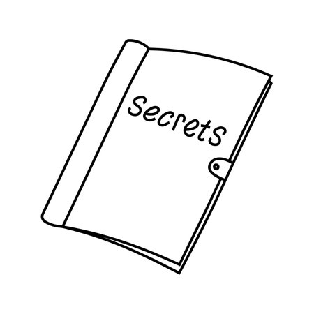Vector illustration of a book with secrets, diary, in doodle style. isolated on a white backgroundのイラスト素材