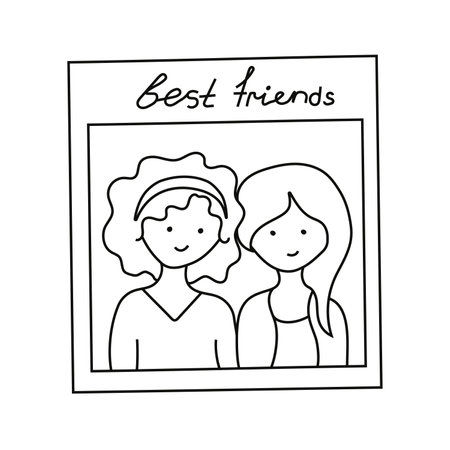 Vector illustration of best friends in doodle style. isolated on a white backgroundのイラスト素材