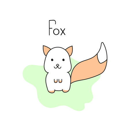 Vector illustration of a cute fox in doodle style. isolated on white backgroundのイラスト素材