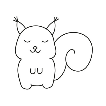 Vector illustration of a cute squirrel in doodle style. isolated on white backgroundのイラスト素材