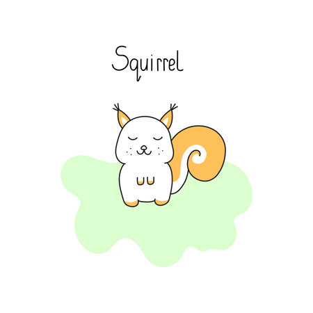 Vector illustration of a cute squirrel in doodle style. isolated on white backgroundのイラスト素材