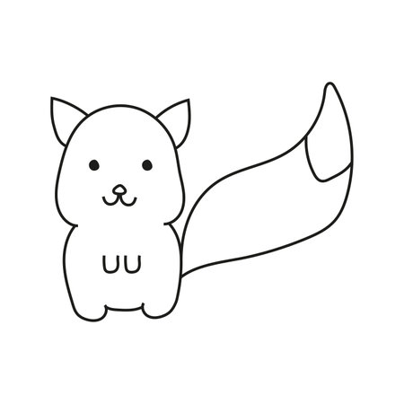 Vector illustration of a cute fox in doodle style. isolated on white backgroundのイラスト素材