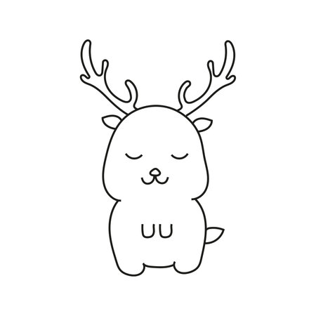 Vector illustration of a cute deer in doodle style. isolated on white backgroundのイラスト素材