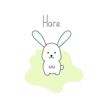 Vector illustration of a hare in doodle style. isolated on white backgroundのイラスト素材