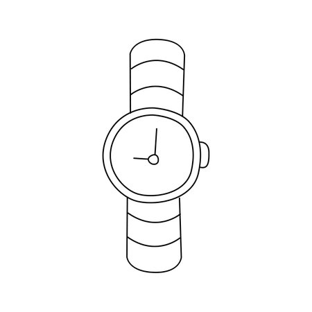 Vector illustration of a wrist watch in doodle style. isolated on white backgroundのイラスト素材