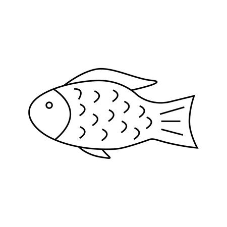 Vector illustration of sea fish in doodle style. isolated on white backgroundのイラスト素材