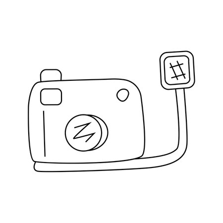 Vector illustration of underwater camera in doodle style. isolated on white backgroundのイラスト素材