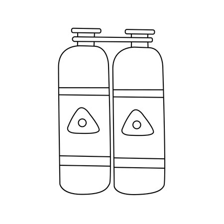 Vector illustration of an oxygen tank for diving in doodle style. isolated on white backgroundのイラスト素材