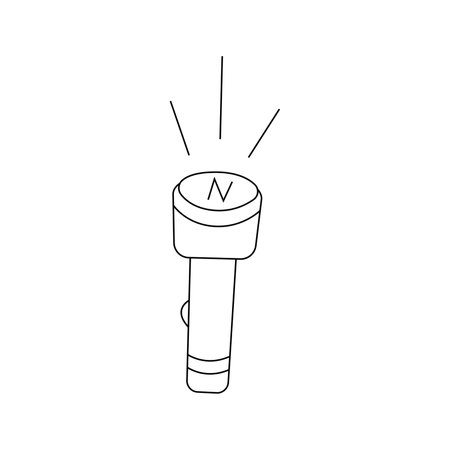 Vector illustration of a flashlight in doodle style. isolated on white backgroundのイラスト素材
