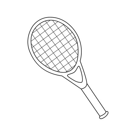 Vector illustration of tennis racket in doodle styleのイラスト素材