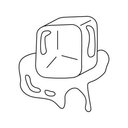 Vector illustration of ice cube in doodle style. isolated on white backgroundのイラスト素材