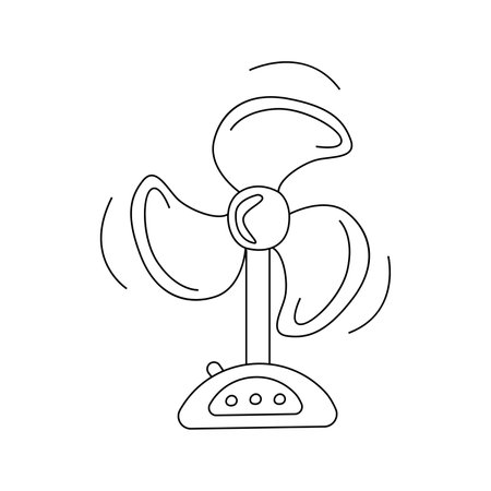 Vector illustration of a fan in doodle style. isolated on white backgroundのイラスト素材