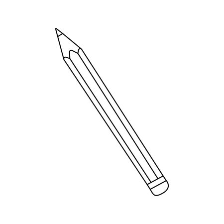 Vector illustration of a simple pencil in doodle style. isolated on white backgroundのイラスト素材