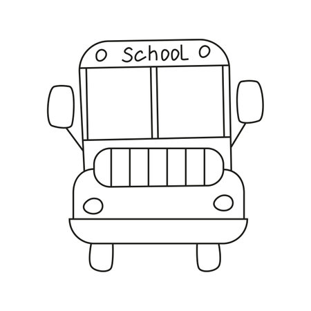 Vector illustration of a school bus in doodle style. isolated on white backgroundのイラスト素材