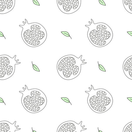 Pomegranate seamless vector pattern in doodle style.のイラスト素材